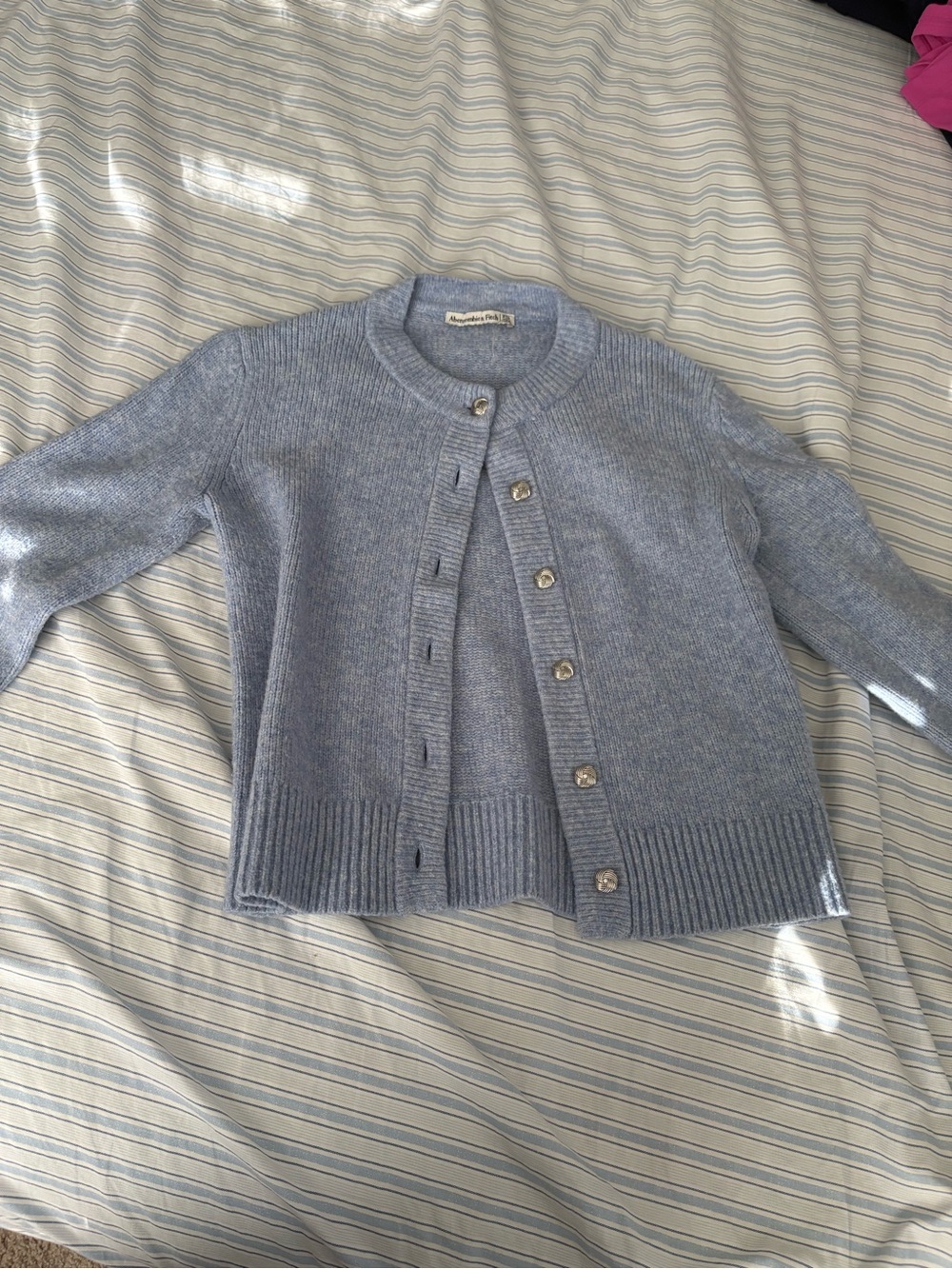 Abercrombie & Fitch Light Blue Crewneck Button Cardigan